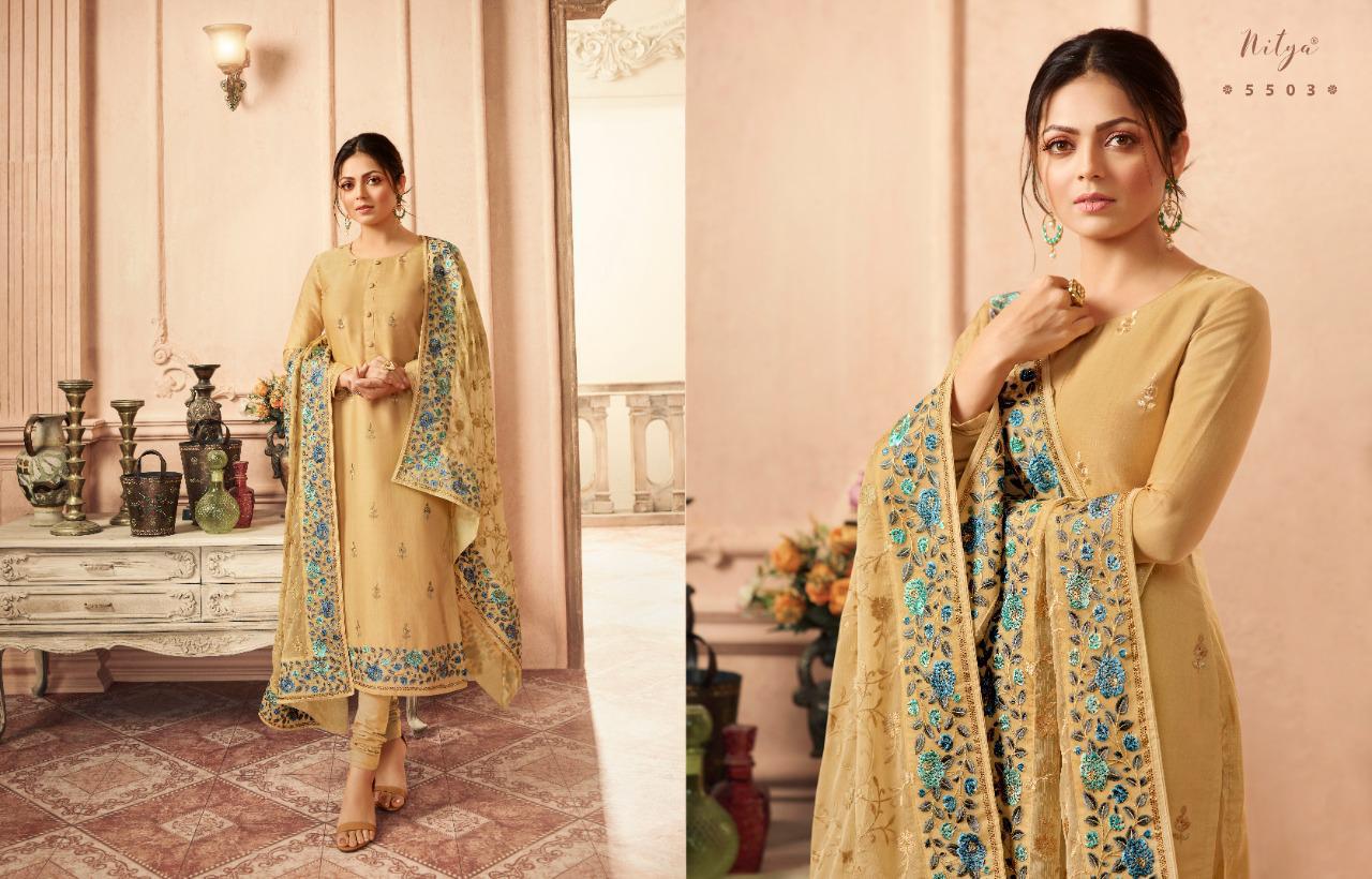 LT Nitya 155 Designer Party Wear Embroidery Work Silk Chudidar Ethnic Wear semi stitched Salwar Suit Collections